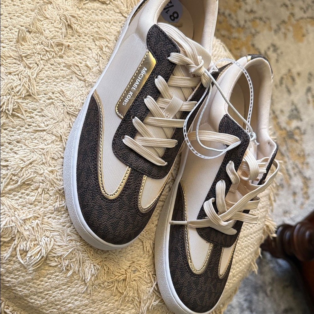 Brand-new Michael Kors Cream and Brown Casual Sneakers